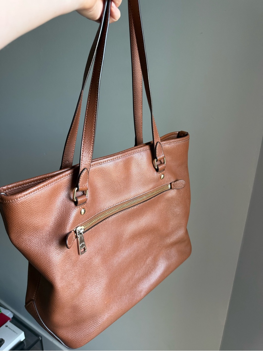 Coach Tan Pebble Leather Tote with Gold Hardware - Picture 6 of 13